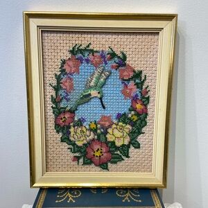 Vintage Hummingbird Needlepoint